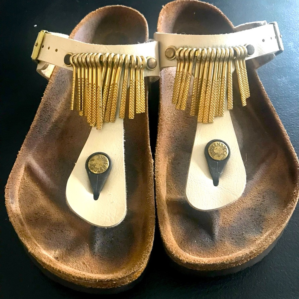 Women's Gold and Cream Sandals